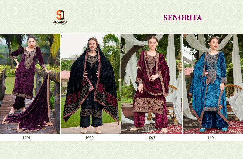 Shraddha Senorita Velvet 24 Designer Salwar Suits Wholesale Catalog