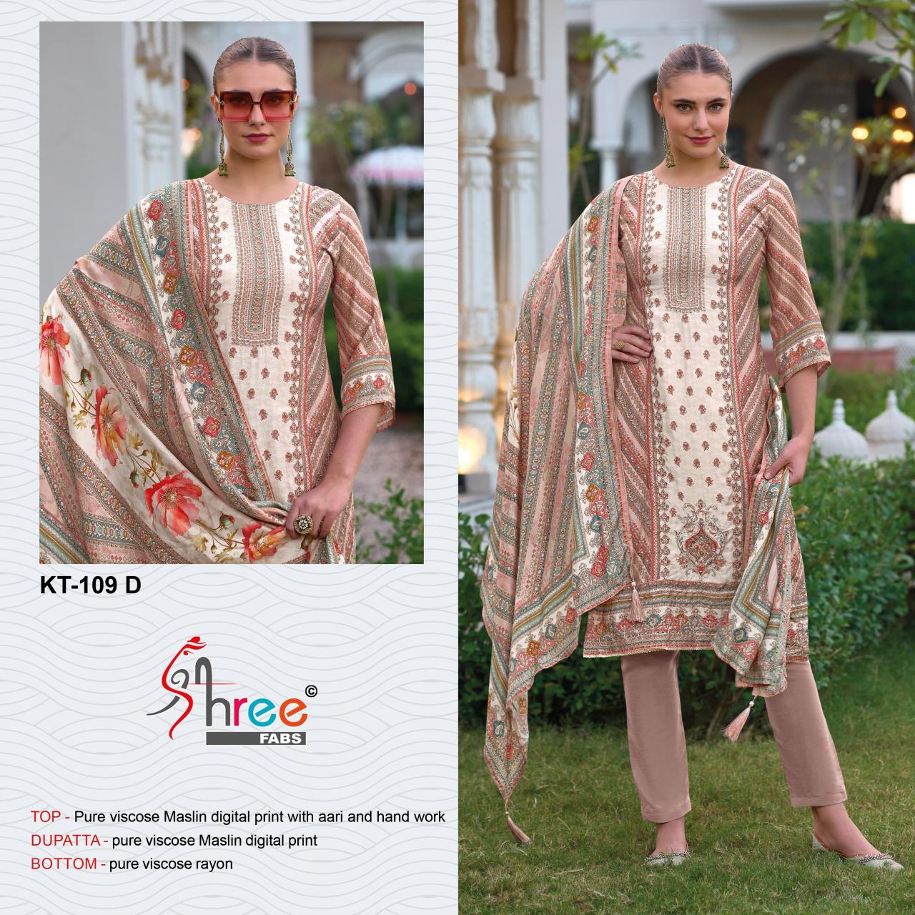 Shree Fabs KT 109 Pure viscose Maslin digital print Salwar Kameez wholesale catalog