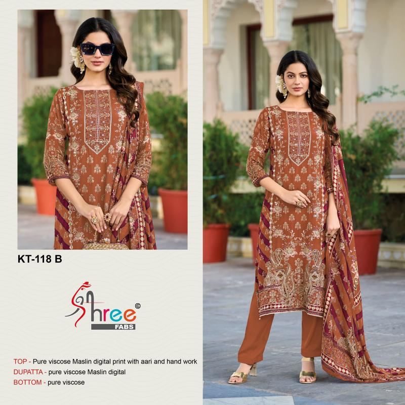 Shree Fabs Kt 118 Viscose Maslin Digital Printed Salwar Suits 