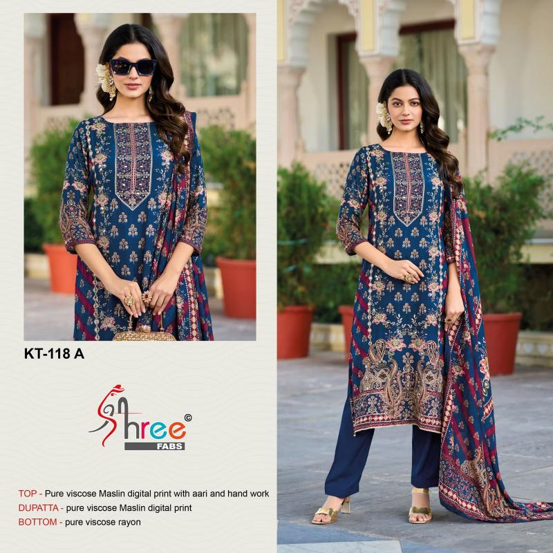 Shree Fabs Kt 118 Viscose Maslin Digital Printed Salwar Suits 
