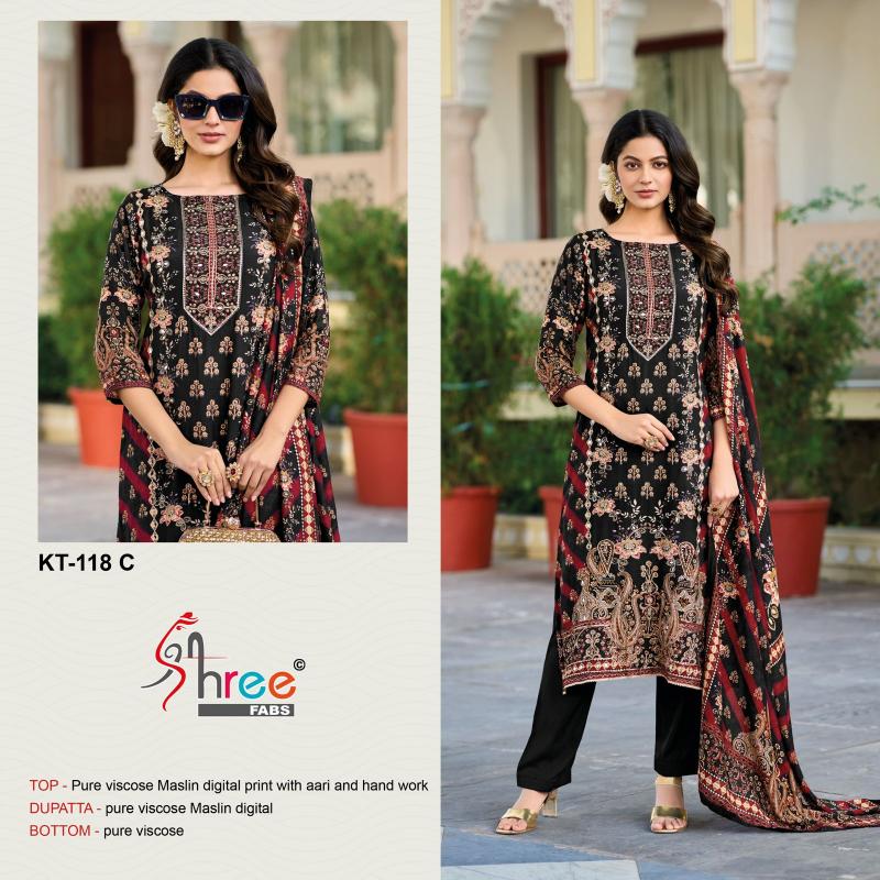 Shree Fabs Kt 118 Viscose Maslin Digital Printed Salwar Suits 