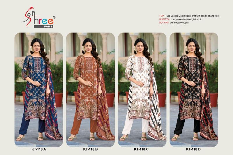 Shree Fabs Kt 118 Viscose Maslin Digital Printed Salwar Suits 