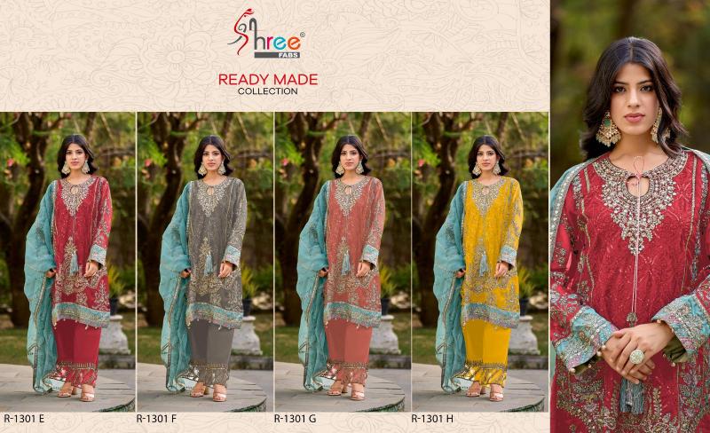 Shree Fabs R 1301 Organza Ready Made Pakistani Suits Wholesale Catalog