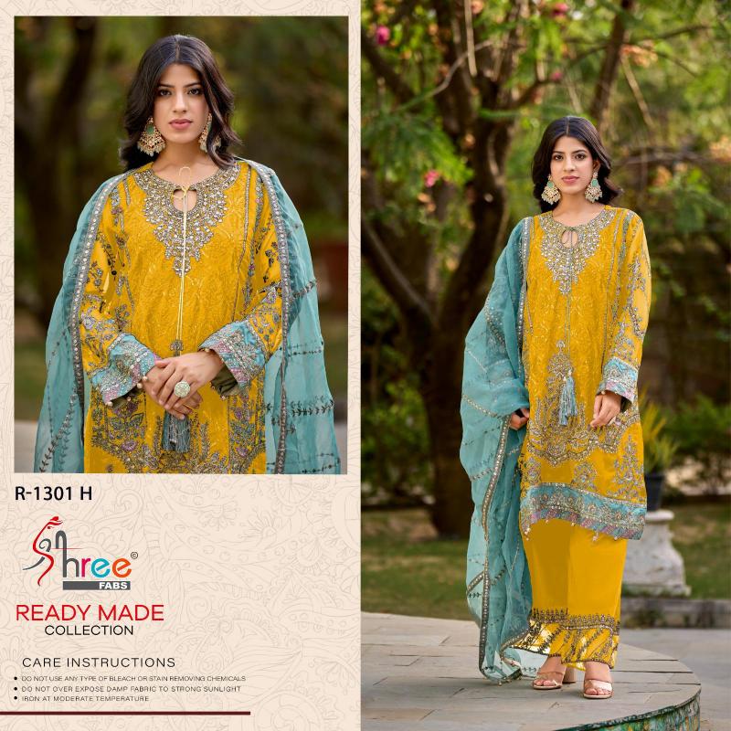 Shree Fabs R 1301 Organza Ready Made Pakistani Suits Wholesale Catalog