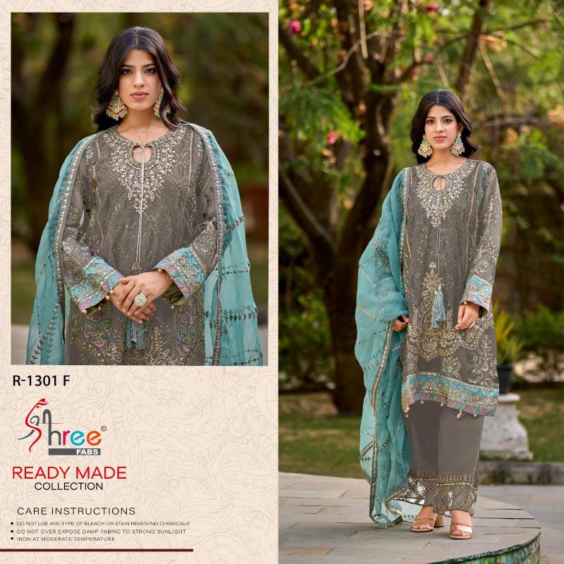Shree Fabs R 1301 Organza Ready Made Pakistani Suits Wholesale Catalog