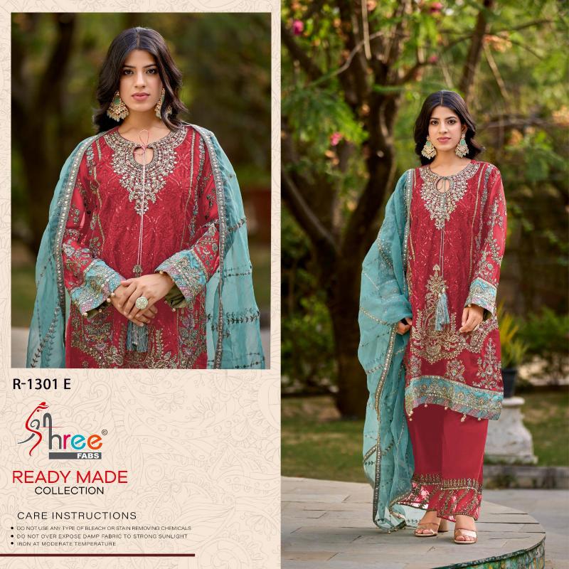 Shree Fabs R 1301 Organza Ready Made Pakistani Suits Wholesale Catalog