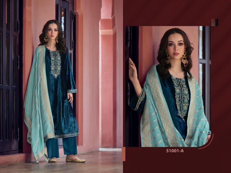 Super Hit Velvet 51001 A To D Velvet Salwar Kameez Wholesale Catalog