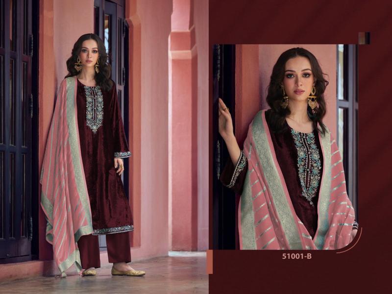 Super Hit Velvet 51001 A To D Velvet Salwar Kameez Wholesale Catalog
