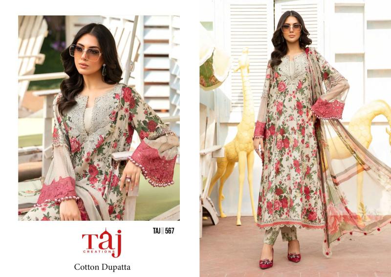 Taj 567 And 568 Cotton Dupatta pakistani suit wholesale market