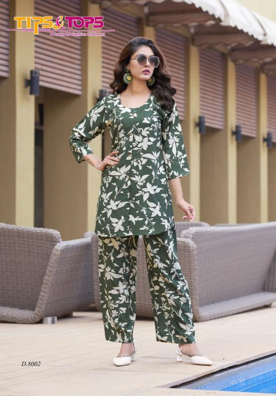 Tips & Tops Fashion Beats Vol 08 Rayon Printed Co Ord Set Wholesale Catalog
