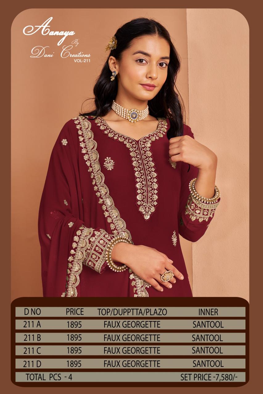 Aanaya Vol 211 Georgette wholesale salwar kameez mart