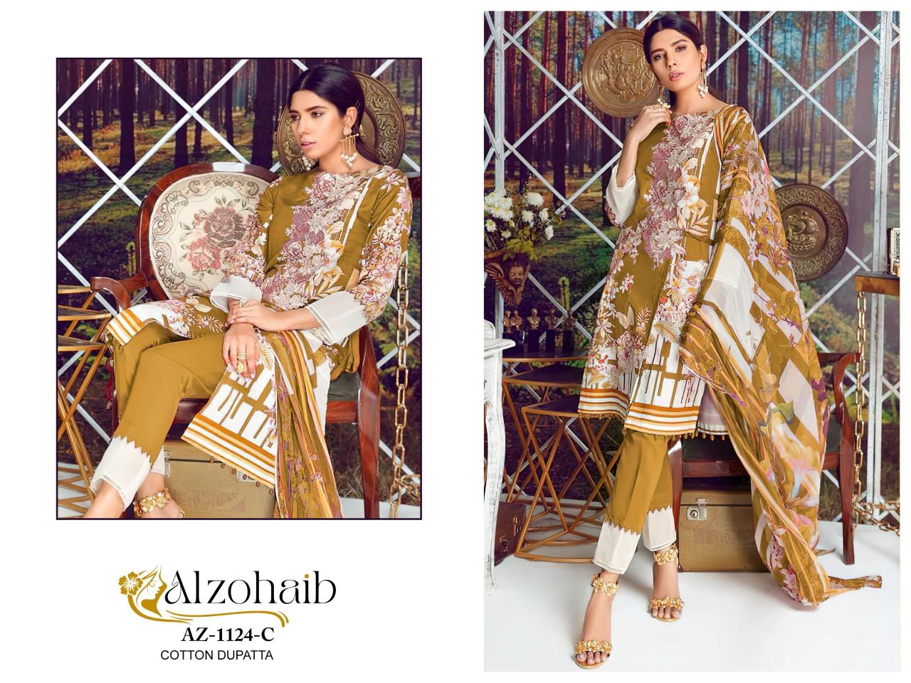 Alzohaib Az 1124 A To C Catalog Chiffon Dupatta stylish pakistani designer suits
