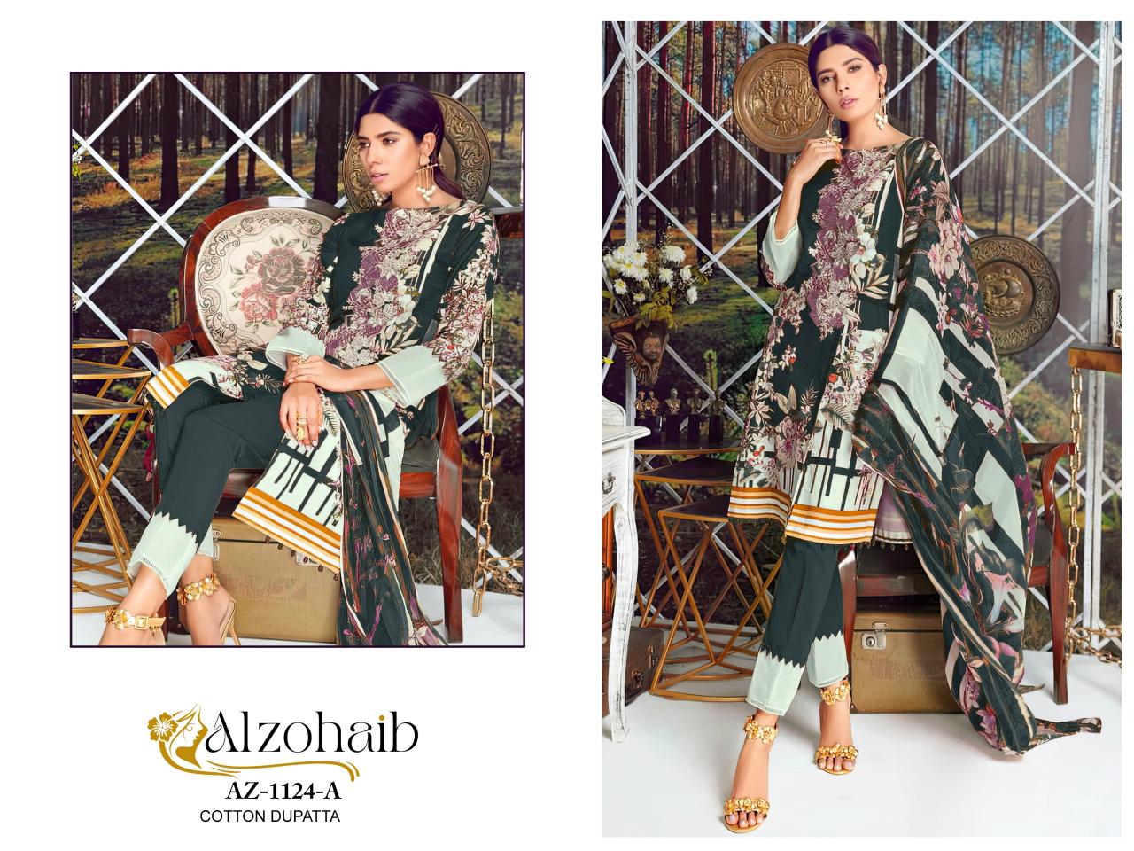 Alzohaib Az 1124 A To C Catalog Chiffon Dupatta stylish pakistani designer suits