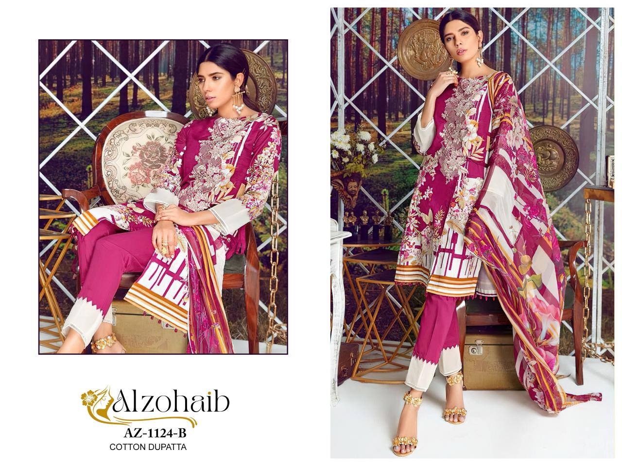 Alzohaib Az 1124 A To C Catalog Chiffon Dupatta stylish pakistani designer suits