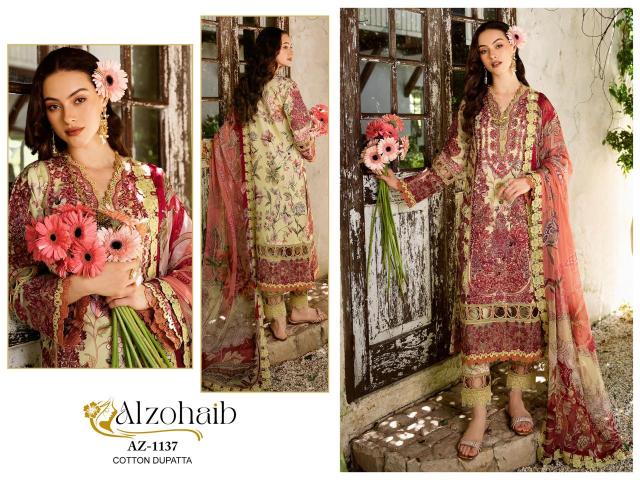 Alzohaib Az 1133 To 1139 Chiffon Dupatta Pakistani Suits Wholesale Catalog