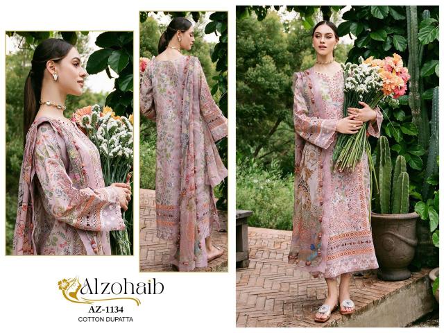 Alzohaib Az 1133 To 1139 Chiffon Dupatta Pakistani Suits Wholesale Catalog
