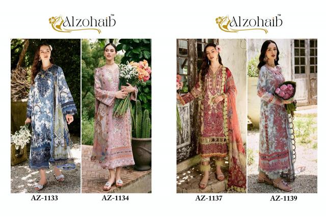 Alzohaib Az 1133 To 1139 Cotton Dupatta Pakistani Suits Wholesale Catalog