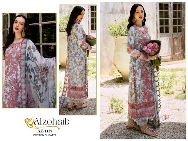 Alzohaib Az 1133 To 1139 Cotton Dupatta Pakistani Suits Wholesale Catalog