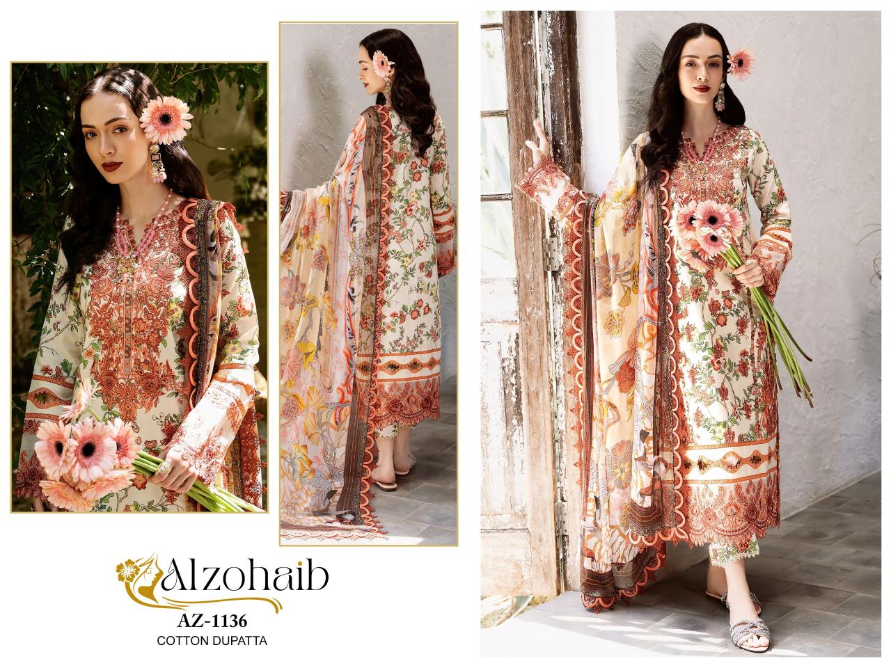 Alzohaib Az 1135 To 1141 Chiffon Dupatta Pakistani Suits in dubai