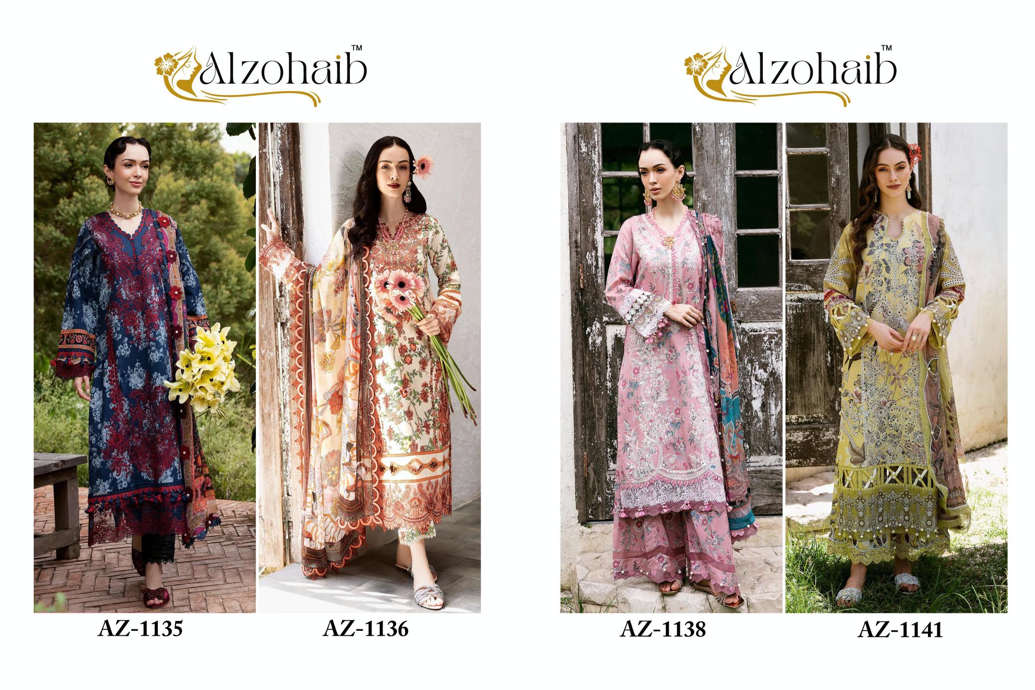 Alzohaib Az 1135 To 1141 Chiffon Dupatta Pakistani Suits in dubai