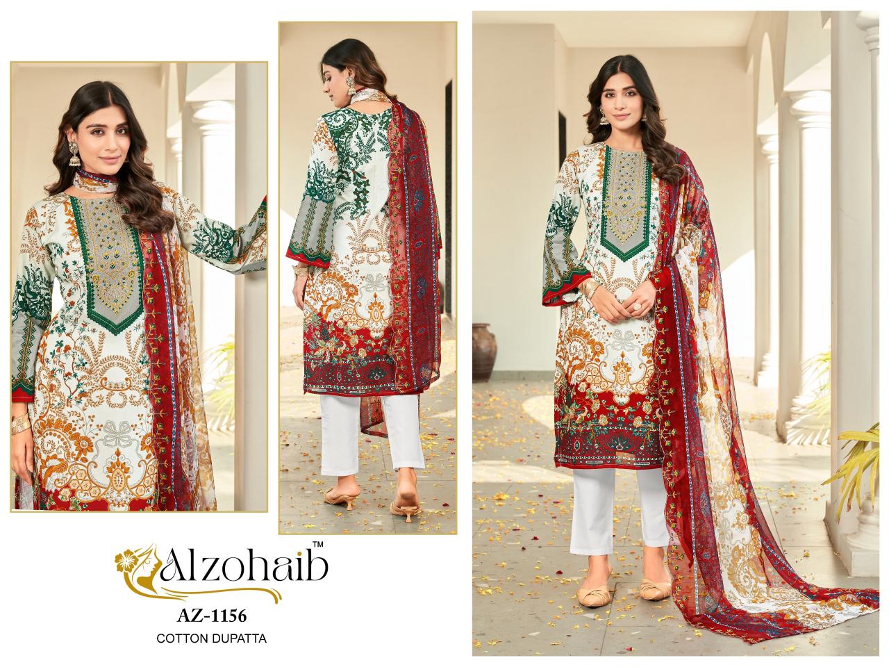 Alzohaib Az 1155 To 1157 Catalog Chiffon Dupatta pakistani ladies suit design