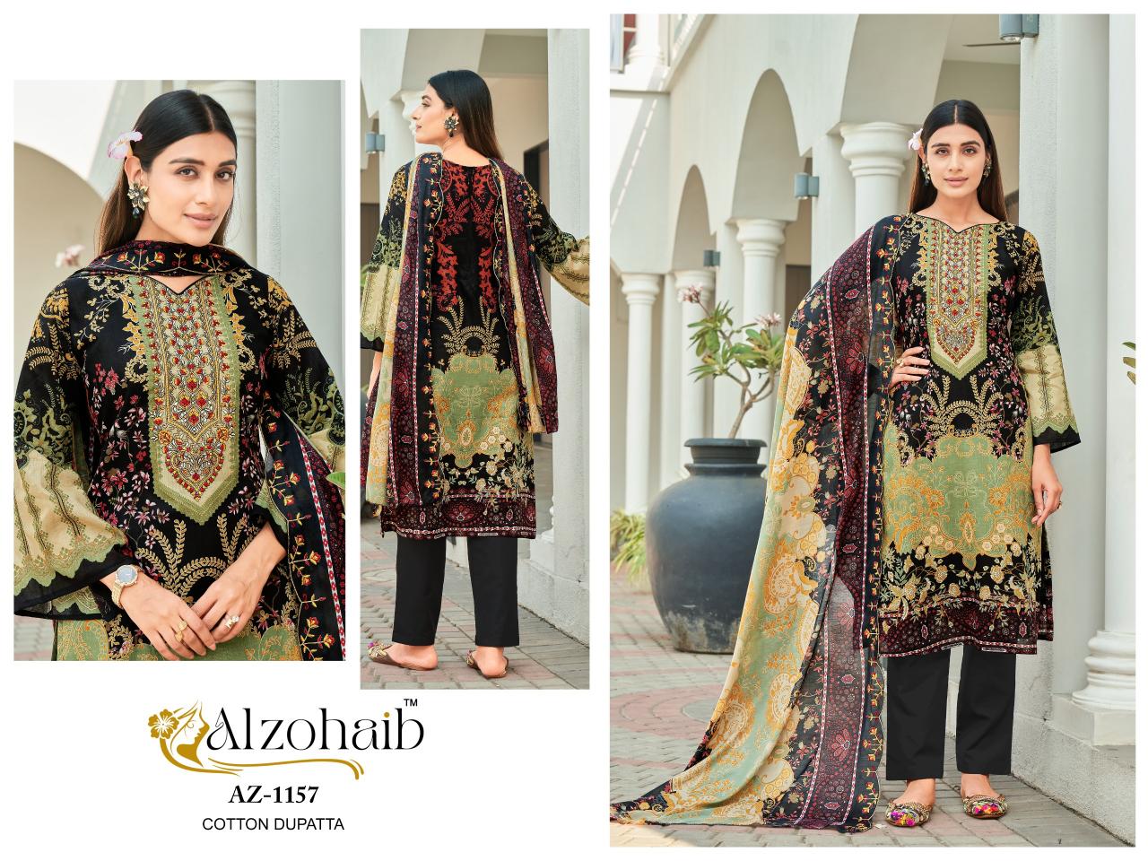 Alzohaib Az 1155 To 1157 Catalog Chiffon Dupatta pakistani ladies suit design