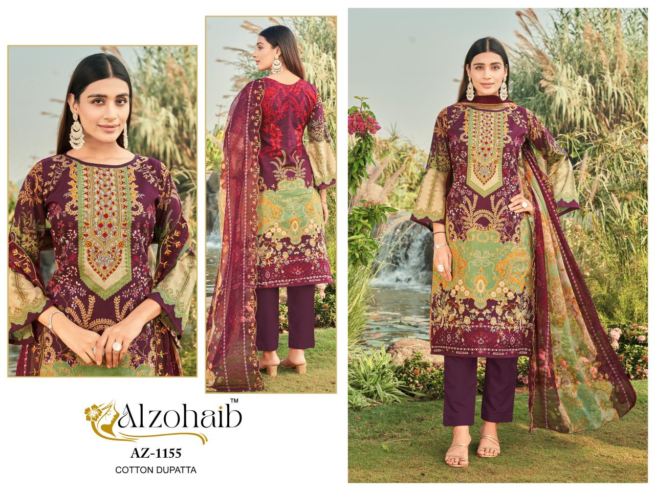 Alzohaib Az 1155 To 1157 Catalog Chiffon Dupatta pakistani ladies suit design