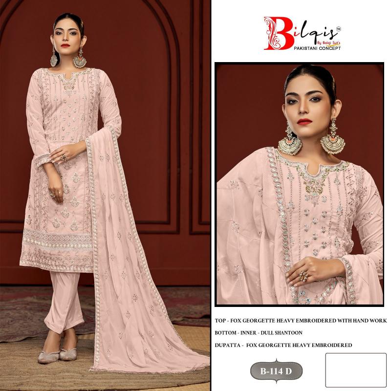 Bilqis B 114 Catalog Georgette palazzo suits pakistani