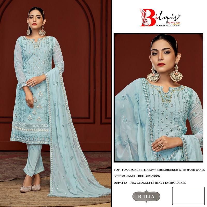 Bilqis B 114 Catalog Georgette palazzo suits pakistani