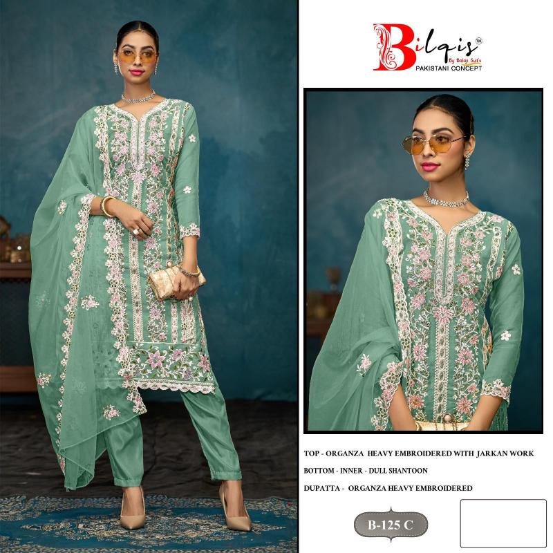 Bilqis B 125 Catalog Organza Pakistani new designer pakistani suits