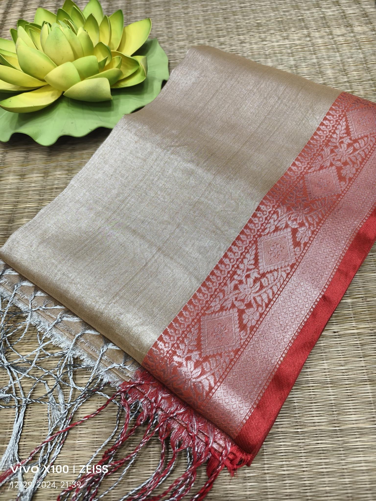 Blousewala Tissue plain saree with border online india