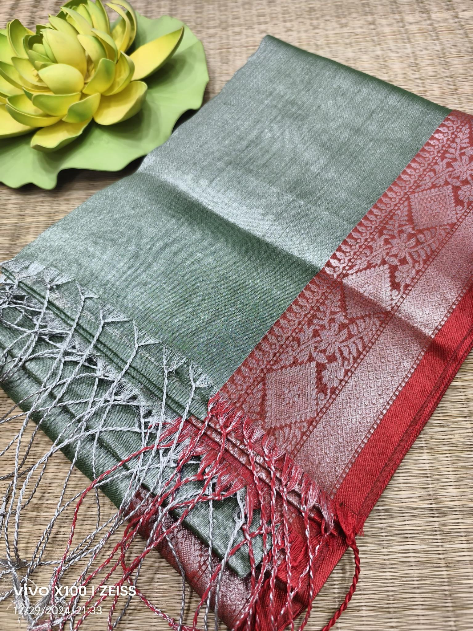 Blousewala Tissue plain saree with border online india