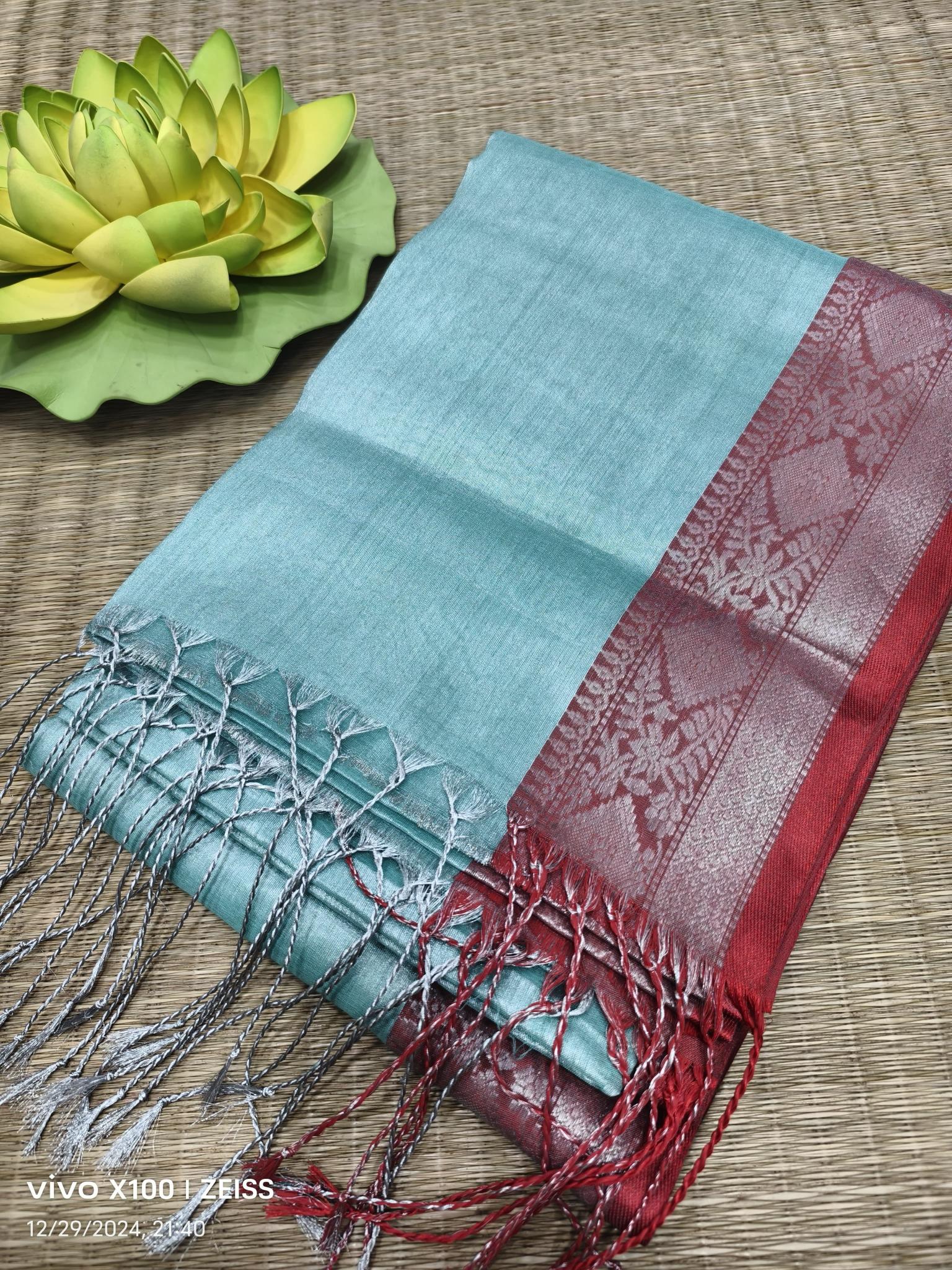 Blousewala Tissue plain saree with border online india