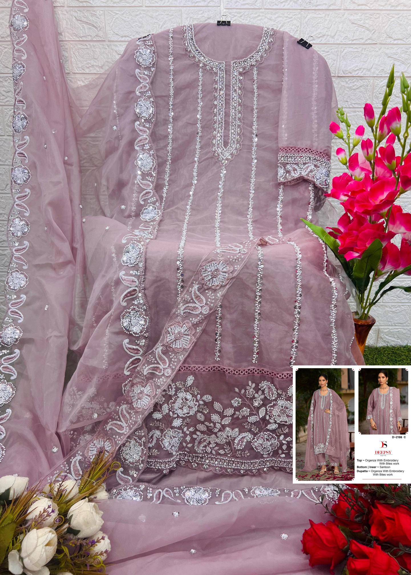 Deepsy 2186 Catalog Organza Embroidered pakistani suits heavy