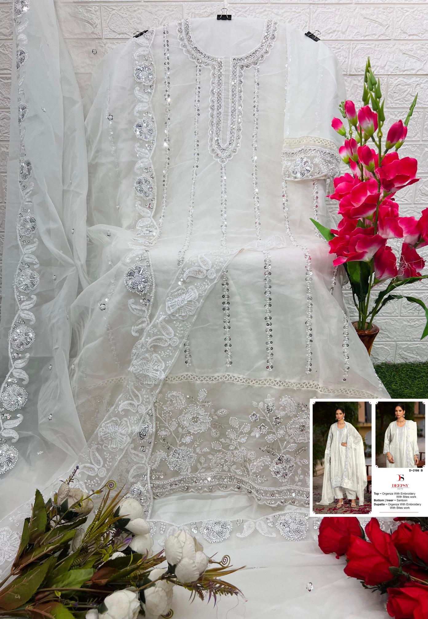 Deepsy 2186 Catalog Organza Embroidered pakistani suits heavy