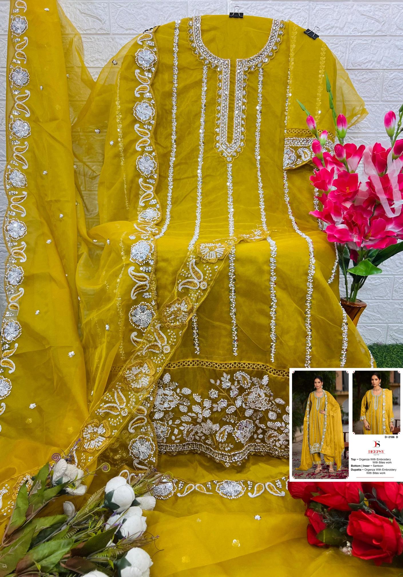 Deepsy 2186 Catalog Organza Embroidered pakistani suits heavy