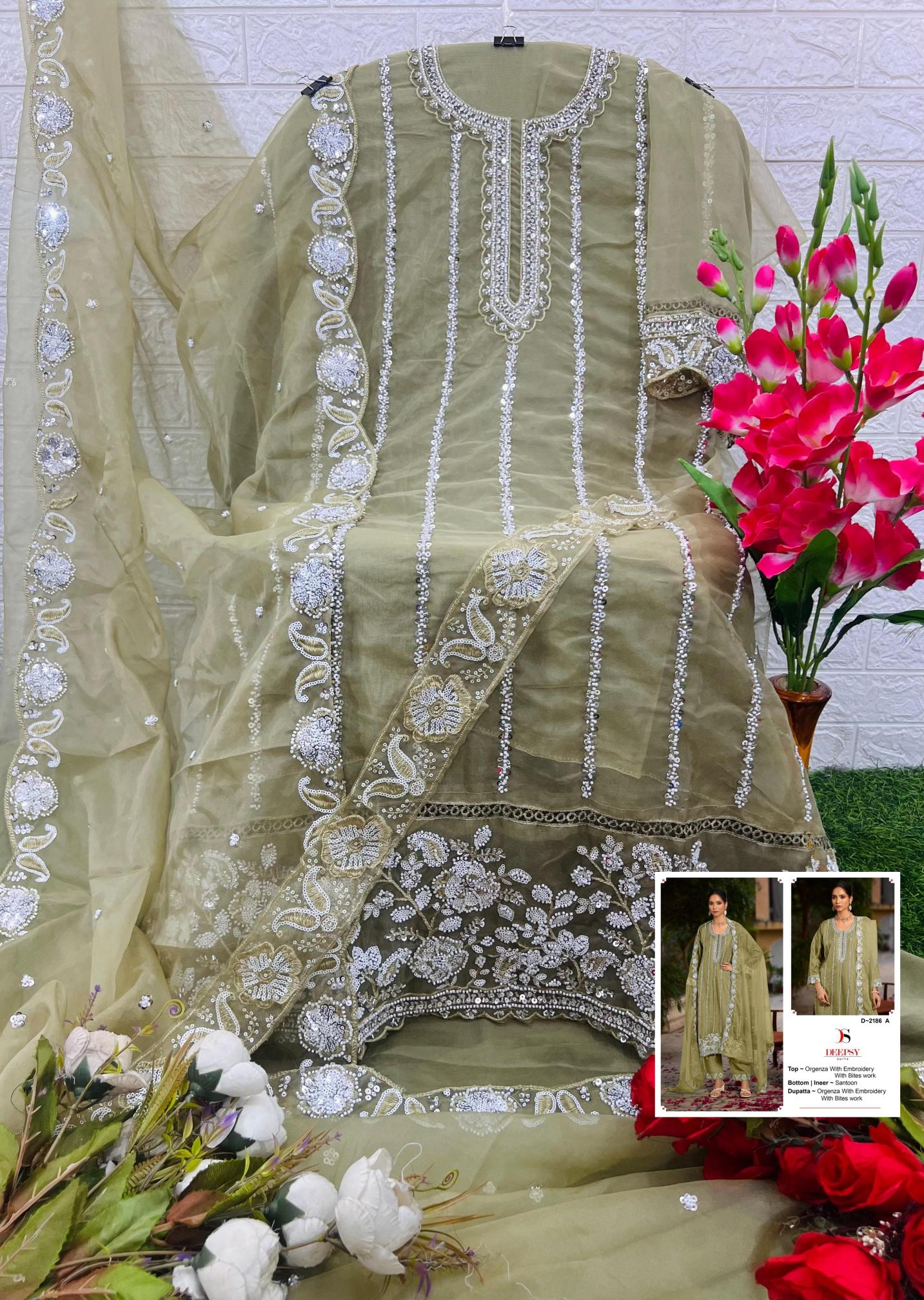 Deepsy 2186 Catalog Organza Embroidered pakistani suits heavy