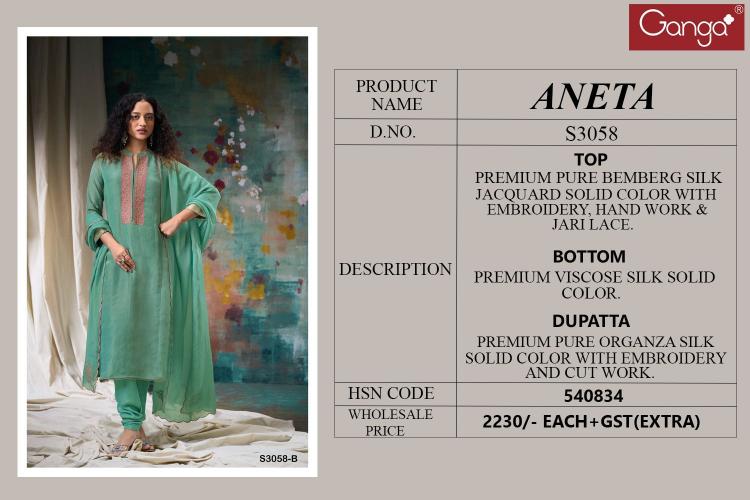 Ganga Aneta 3058 salwar kameez dress materials wholesale