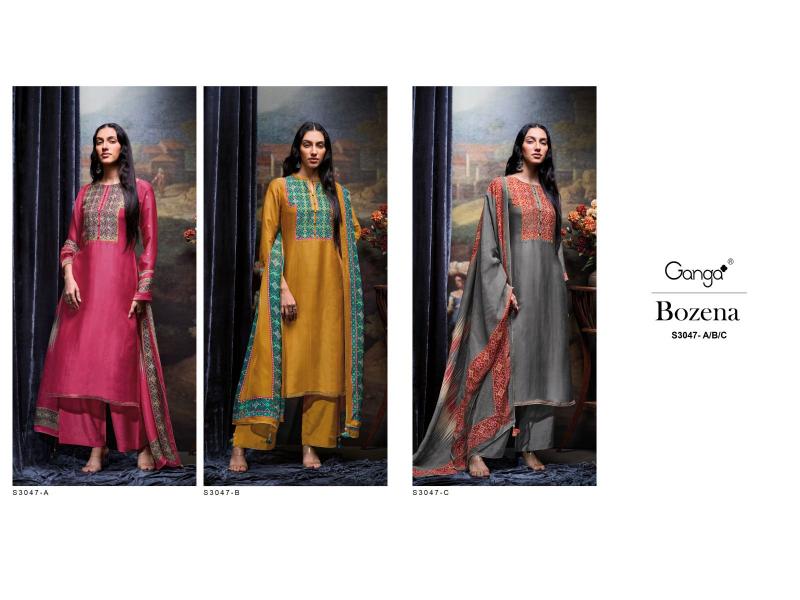 Ganga Bozena 3047 Catalog Premium Pure Bemberg Silk Salwar Kameez Wholeslae