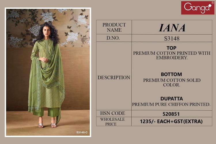 Ganga Iana 3148 Catalog Premium Cotton Printed Salwar Suits Wholesale