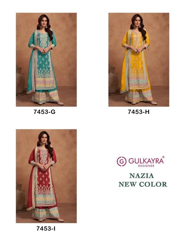 Gulkayra Nazia New Color 7453 GHI Catalog designer salwar kameez wholesale in delhi