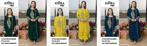 Johra Tex 133 Super Hit Colors Catalog Georgette wholesale pakistani suits