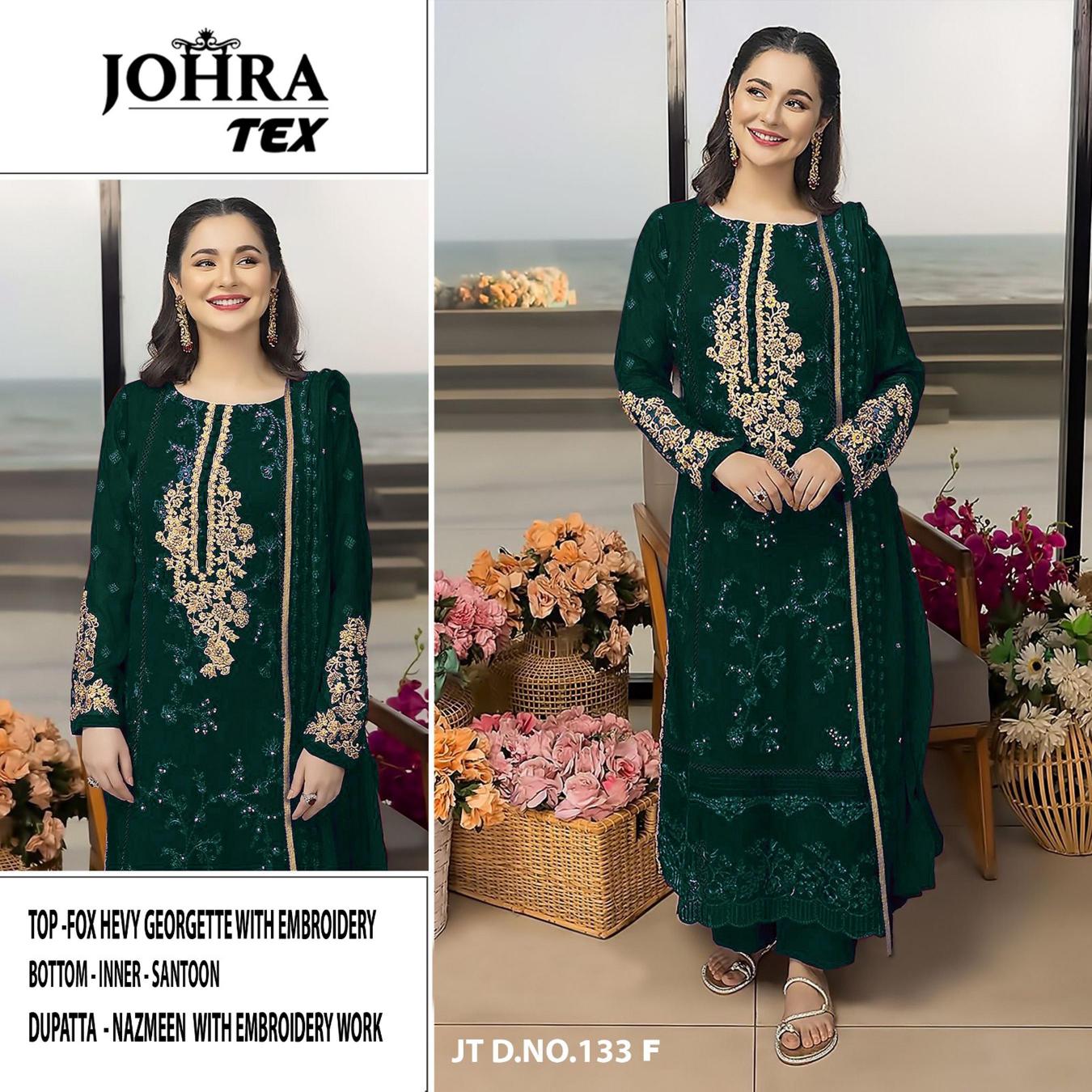 Johra Tex 133 Super Hit Colors Catalog Georgette wholesale pakistani suits