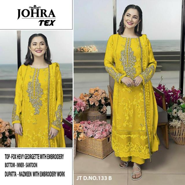 Johra Tex 133 Super Hit Colors Catalog Georgette wholesale pakistani suits