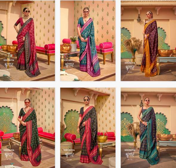 Kreshva Shringaar Catalog party wear saree on amazon india