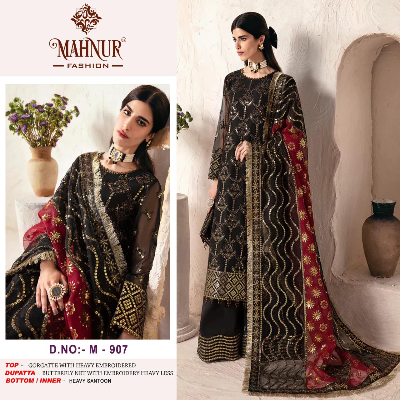 Mahnur M 907 Catalog Georgette suit pakistani shimmer sequins