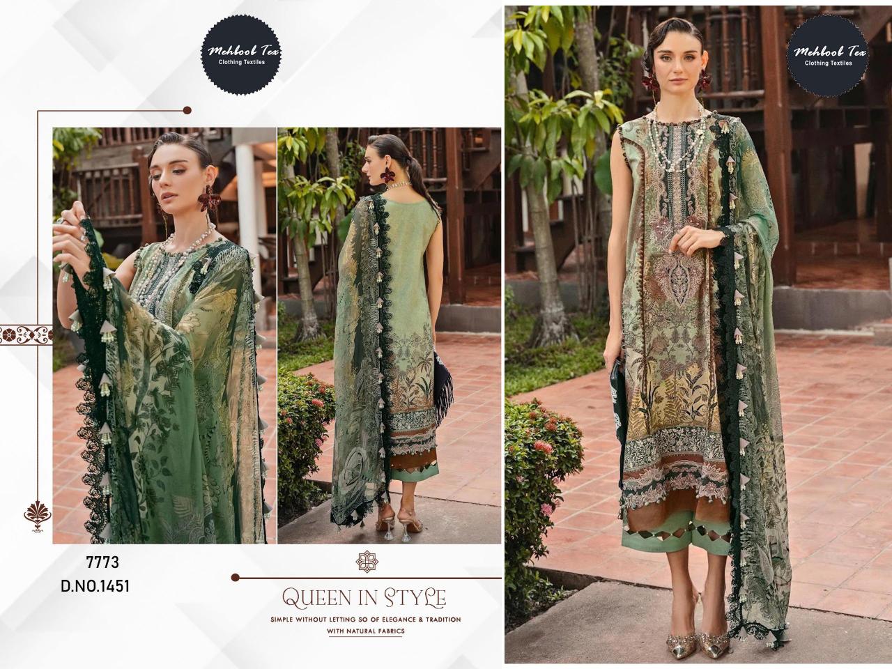 Mehboob Tex 1451 Catalog Cotton Dupatta Pakistani suit sleeves design