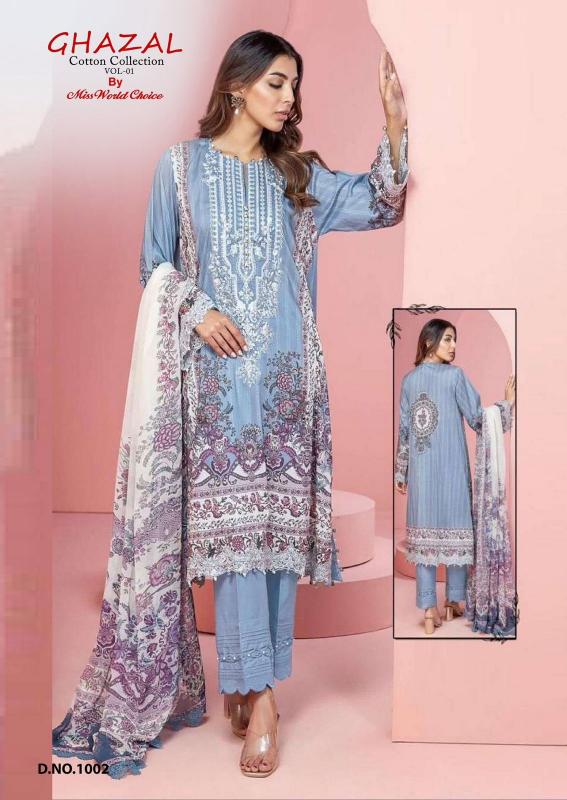 Miss World Ghazal Vol-01 – Karachi Dress Material - Wholesale Catalog