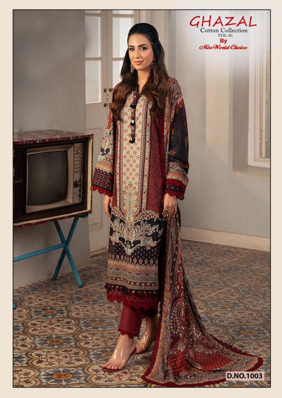 Miss World Ghazal Vol-01 – Karachi Dress Material - Wholesale Catalog