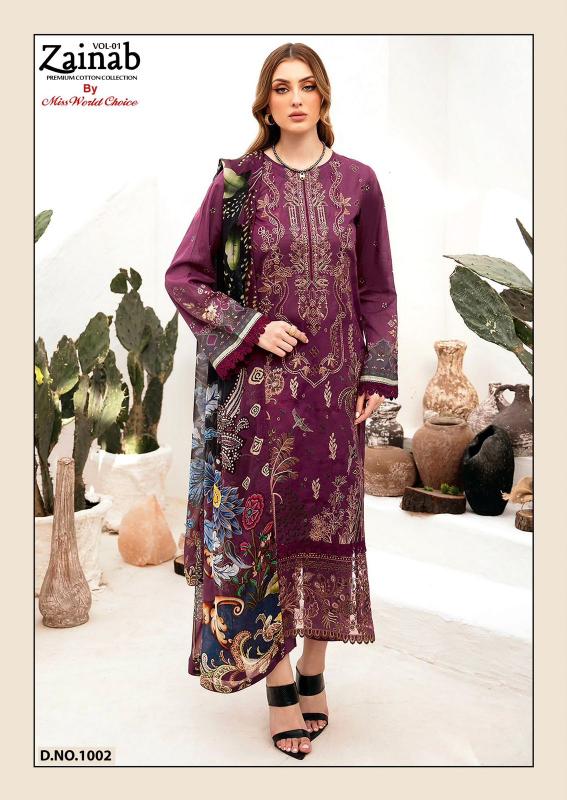 Miss World Zainab Vol-01 – Karachi Dress Material - Wholesale Catalog